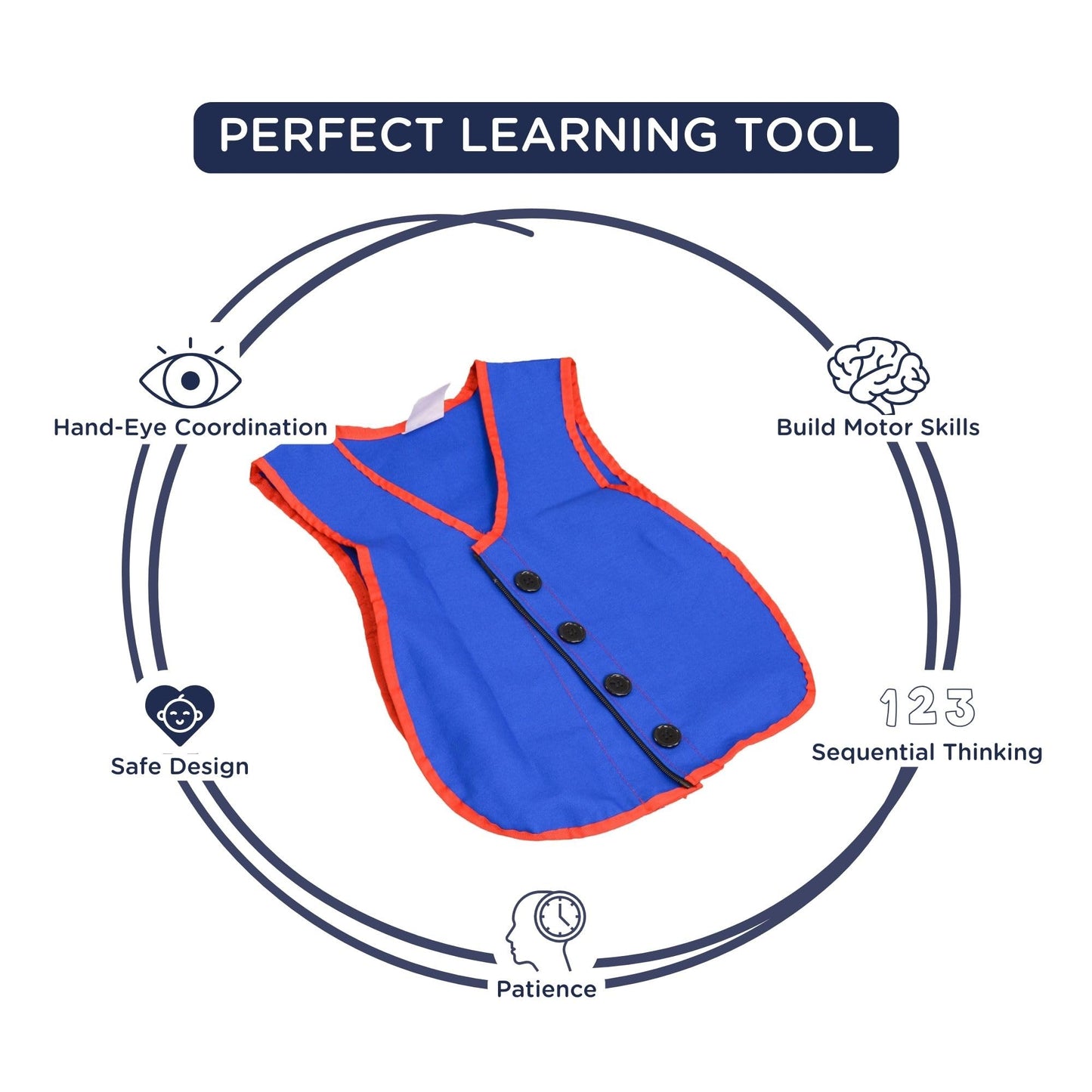 Children'S Factory Manual Dexterity Combo Zipper/Button Vest Classroom Furniture (Cf361-319) Blue 17.5 X 13.5