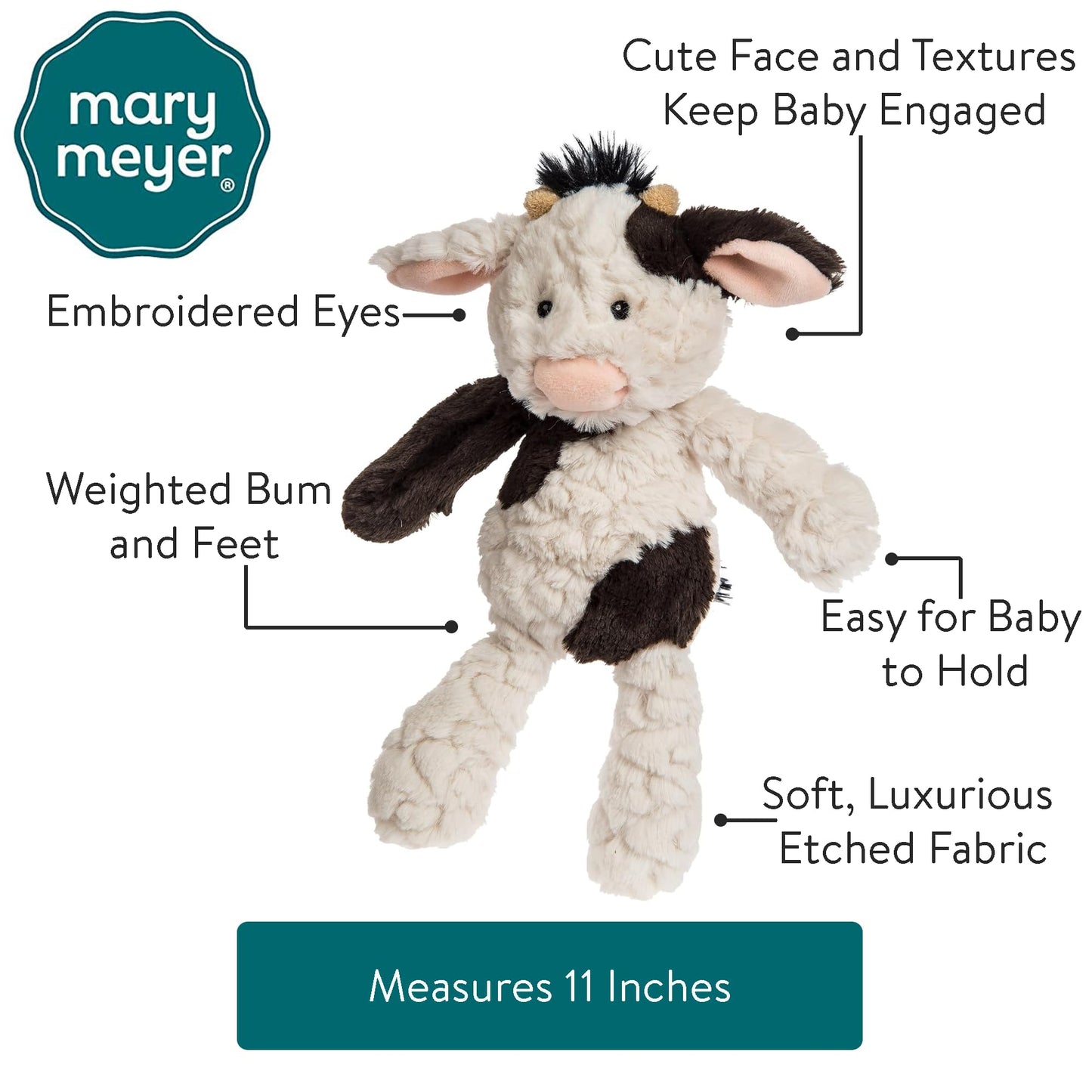 Mary Meyer Nursery Bunny Soft Toy, Cow, Polyester, 1 Count, Model 42610