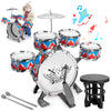 Toddler Drum Set Kids Jazz Drum Kit With Stool Musical Instruments Toys Birthday Chirstmas Easter Gifts For Boys Girls Aged 3 4