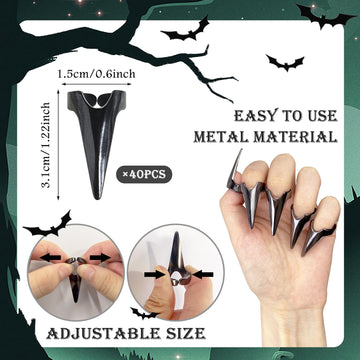 XIPEGPA 40 Pieces Full Finger Set Claws Rings Vintage Nails Metal Ring Finger Claws Cosplay Gothic Talon Nail Fingertip Claw for