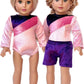 Little Gymnast - 2 Piece Outfit - Pink And Purple Gymnastic Leotard With Shorts - 18 Inch Doll Clothes (Dolls Not Included)