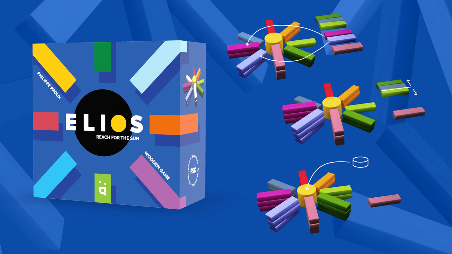 Helvetiq Elios Board Game - An Abstract Wooden Challenge To Test Your Strategy! Fun Family Game For Kids & Adults, Ages 7+, 2-4 Players, 15 Minute Playtime, Made By Helvetiq