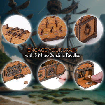 WOODEN.CITY Treasure Chest Escape Room Puzzle Box - 3D Wooden Mechanical Clue Box for Adults - Birch Plywood - Model WR355