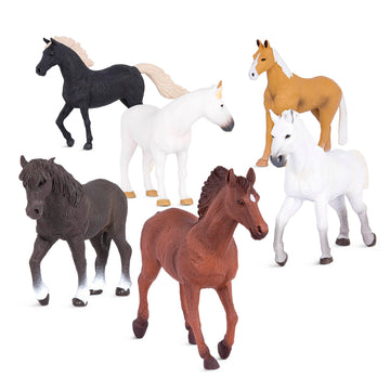 Terra By Battat – 6 Pcs 6' Horse Toys – Plastic Animal Figures Horses – Realistic Mustang Figurines – Collectible Horse Gift For Kids 3+ – Horse Party Decorations