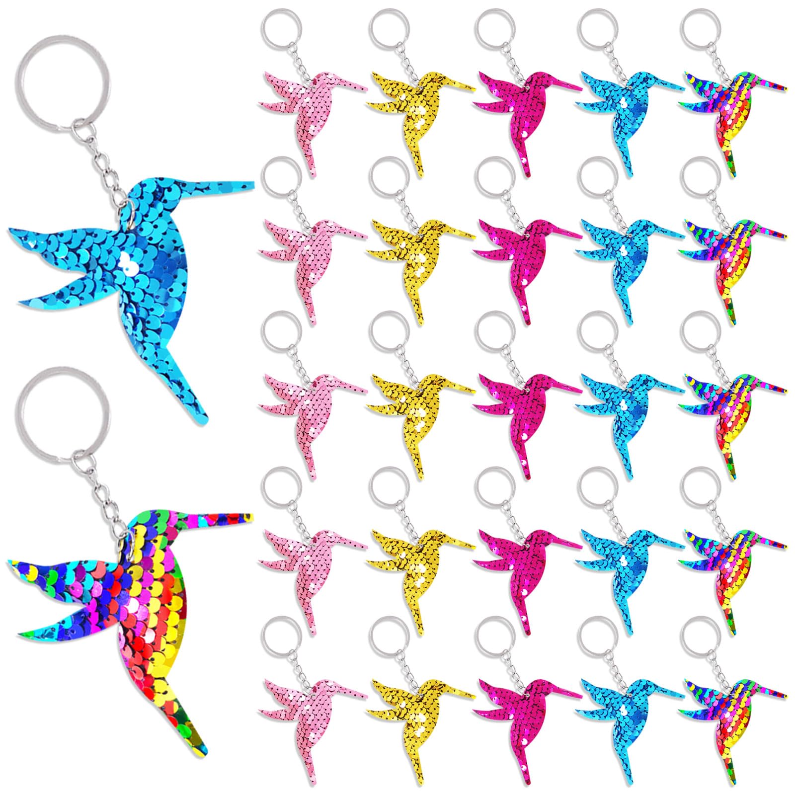 CiciBear 25 Pack Bird Sequin Keychains for Bird Party Favors, Kids and Adults Birthday Gift, Baby Shower, Party, 5 Colors