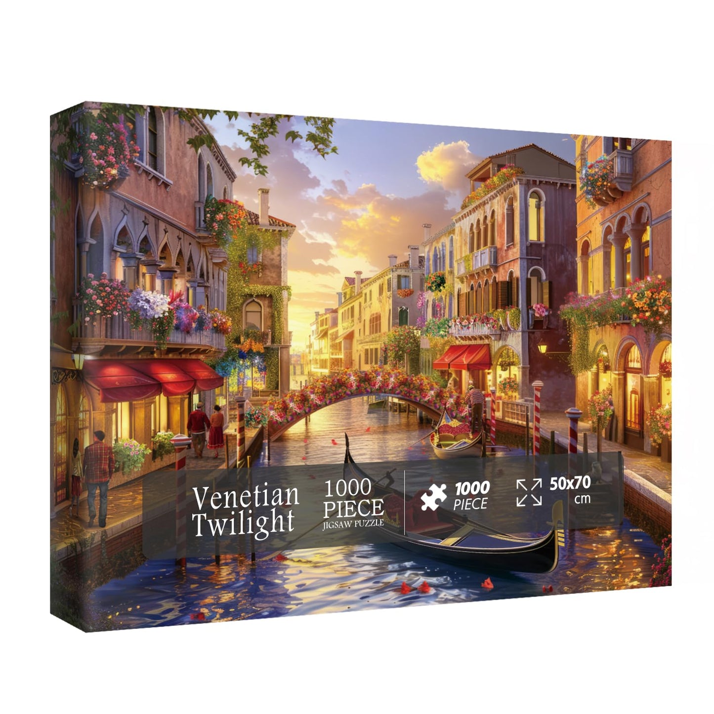 Italy Venice Landscape Puzzles for Adults 1000 Pieces, Colorful Europe City Scenic Jigsaw Puzzles, Art Travel Pretty Sunset Puzz