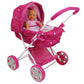 509 Crew Garden Pram N Doll Set - 14' Baby Doll & Folding Pram Set, Kids Pretend Play, Ages 3+