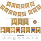 Custom Banner Kit With Holiday Flags, 109 Burlap Flags, Includes 95 White Printed Letters Numbers & Symbols, 14 Holiday Picture
