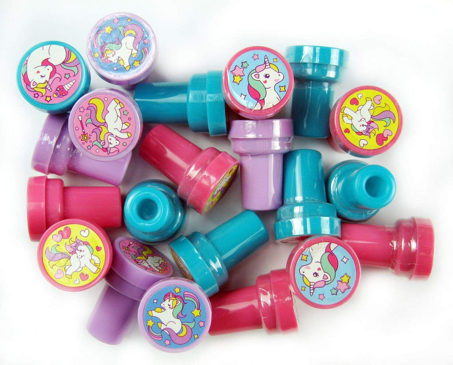 TINYMILLS Unicorn Stampers Set - 24 Pcs, Plastic & Rubber, 1.5 x 1 inches, Creative Fun for Kids