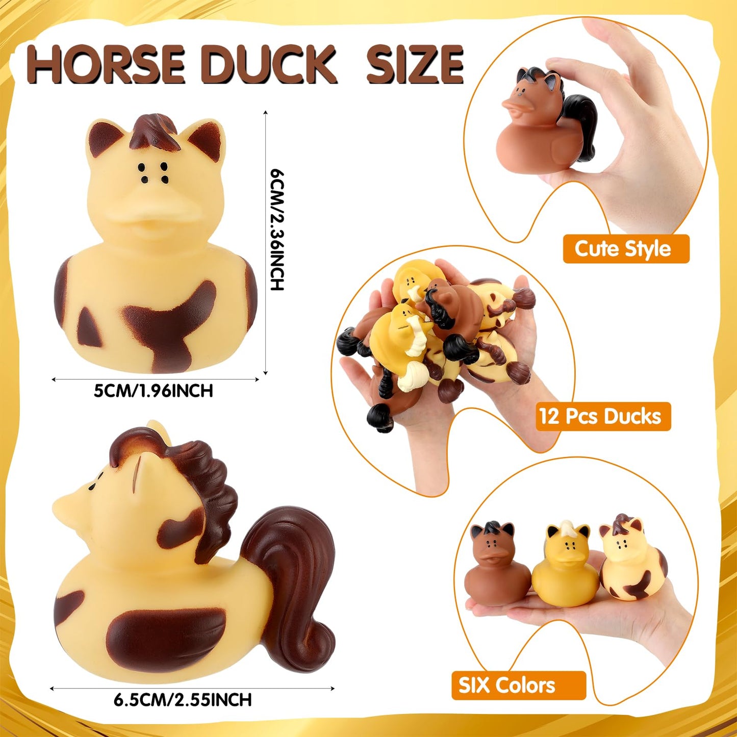 Hungdao 12 Pcs Horse Rubber Duck 2.36 Inch Bucking Bronco Ducks Pool Float Bath Decor Gift for Horse Racing Festival Boys and Gi