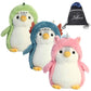 Aurora Pompom Penguin Plush Set Of 3: Pompom Dino, Pompom Dragon, And Pompom Unicorn, 7 Inches