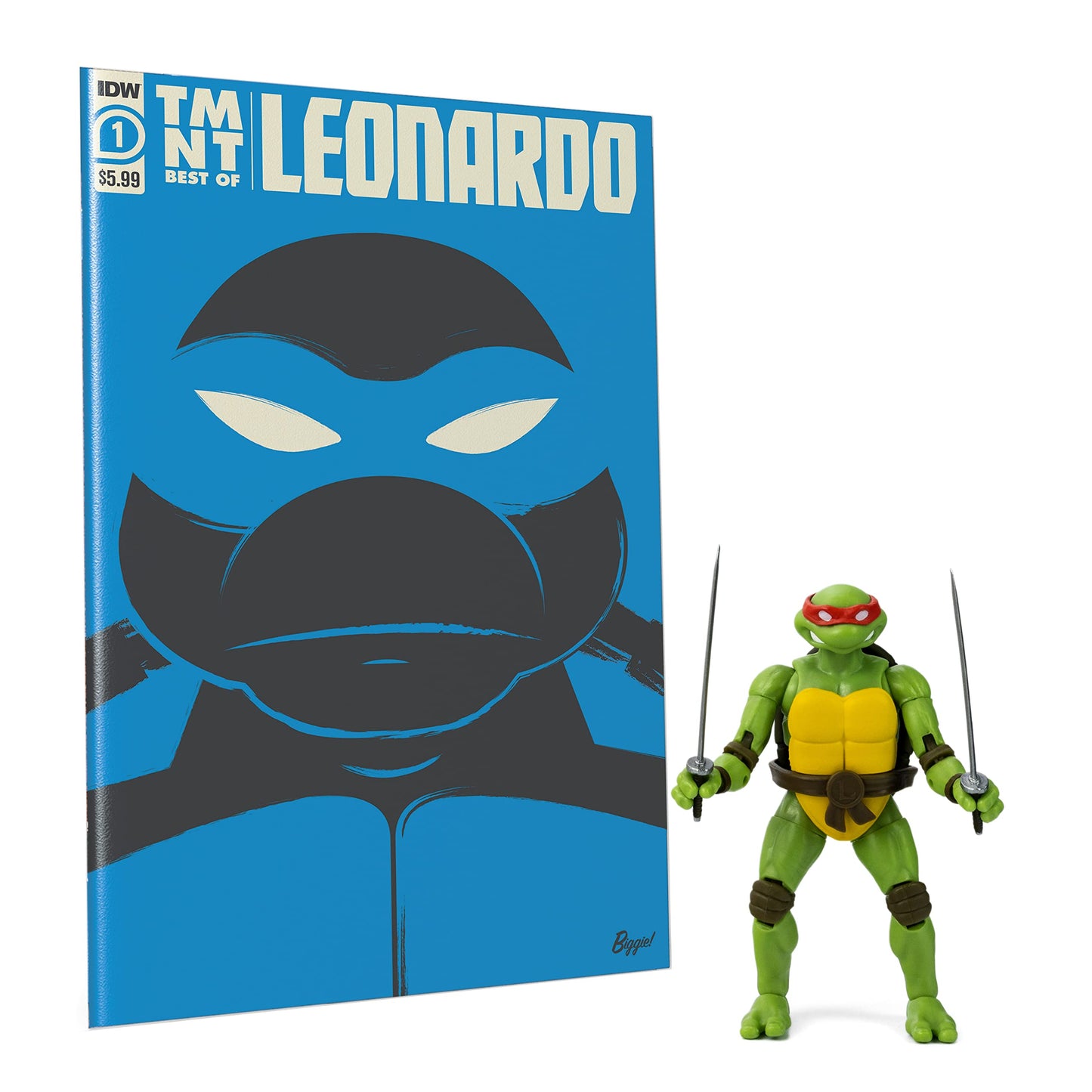 The Loyal Subjects Teenage Mutant Ninja Turtles Leonardo Comic Book & 5" Action Figure Set - Multicolored, Model: BATMNTLEOCOM01