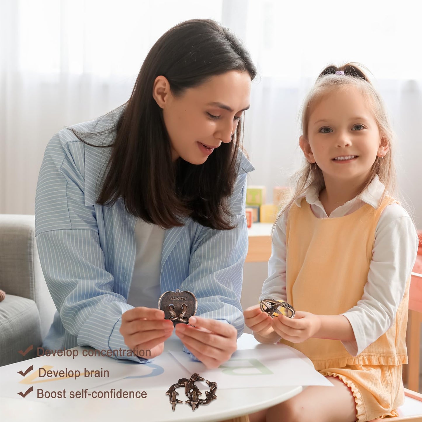 9 PCS Metal Puzzle for mature-themed Disentanglement Puzzles Lock Puzzle Games Set Gift for mature-themeds Teenagers Kids