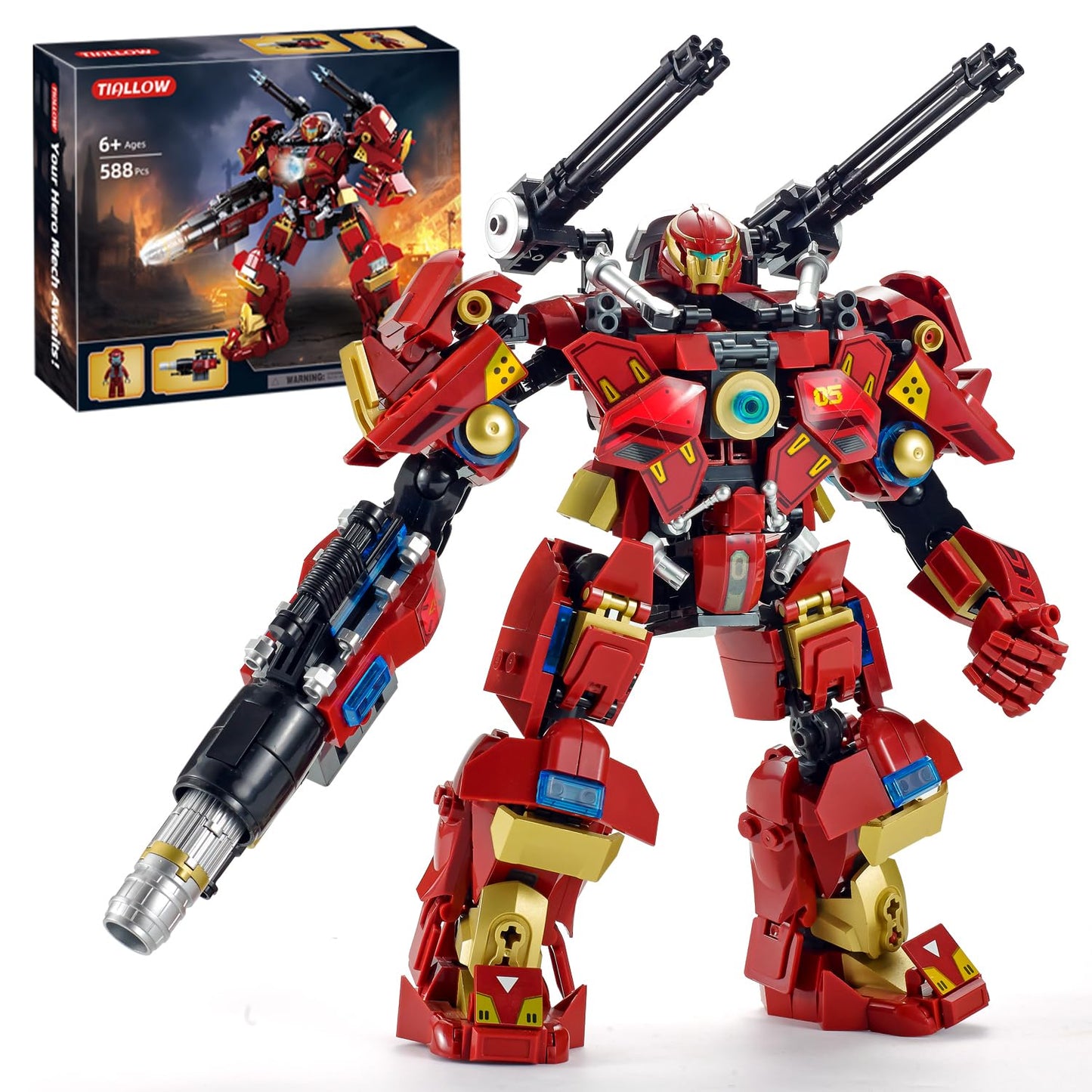 TIALLOW City Iron Warrior Mecha Building Sets Mech protective covering Building Blocks Model Kits Robot Action Figure Toy Playset for Kids Gifts for Boys and mature-themeds Age 6-14