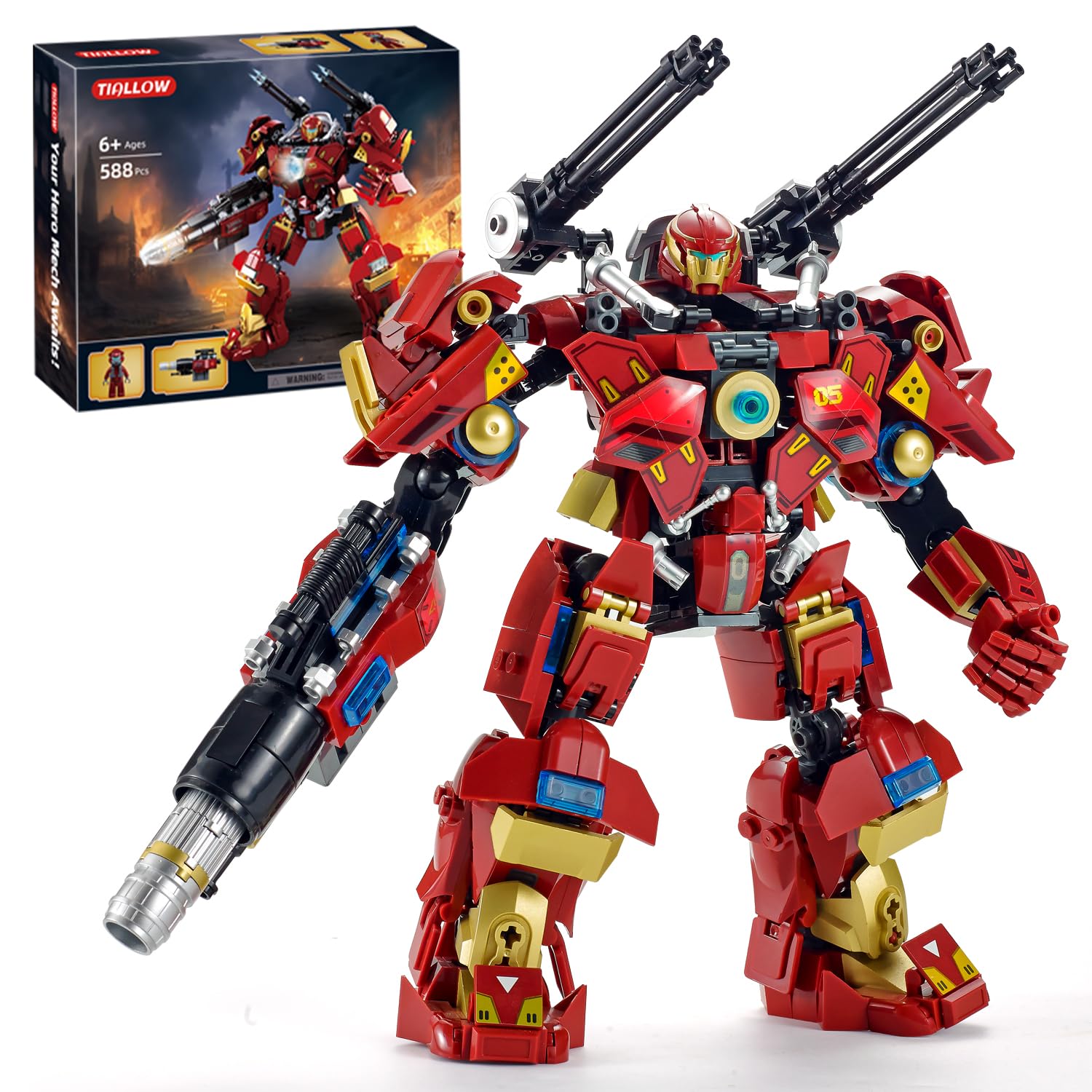 TIALLOW City Iron Warrior Mecha Building Sets Mech protective covering Building Blocks Model Kits Robot Action Figure Toy Playset for Kids Gifts for Boys and mature-themeds Age 6-14