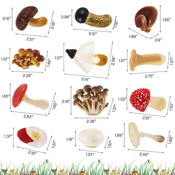 Deekin 12 Pcs Toys Mini Around World City Miniatures Buildings Mushroom Figurines Toys Polar Animal Wolf Realistic Themed Party Gifts (Mushroom)