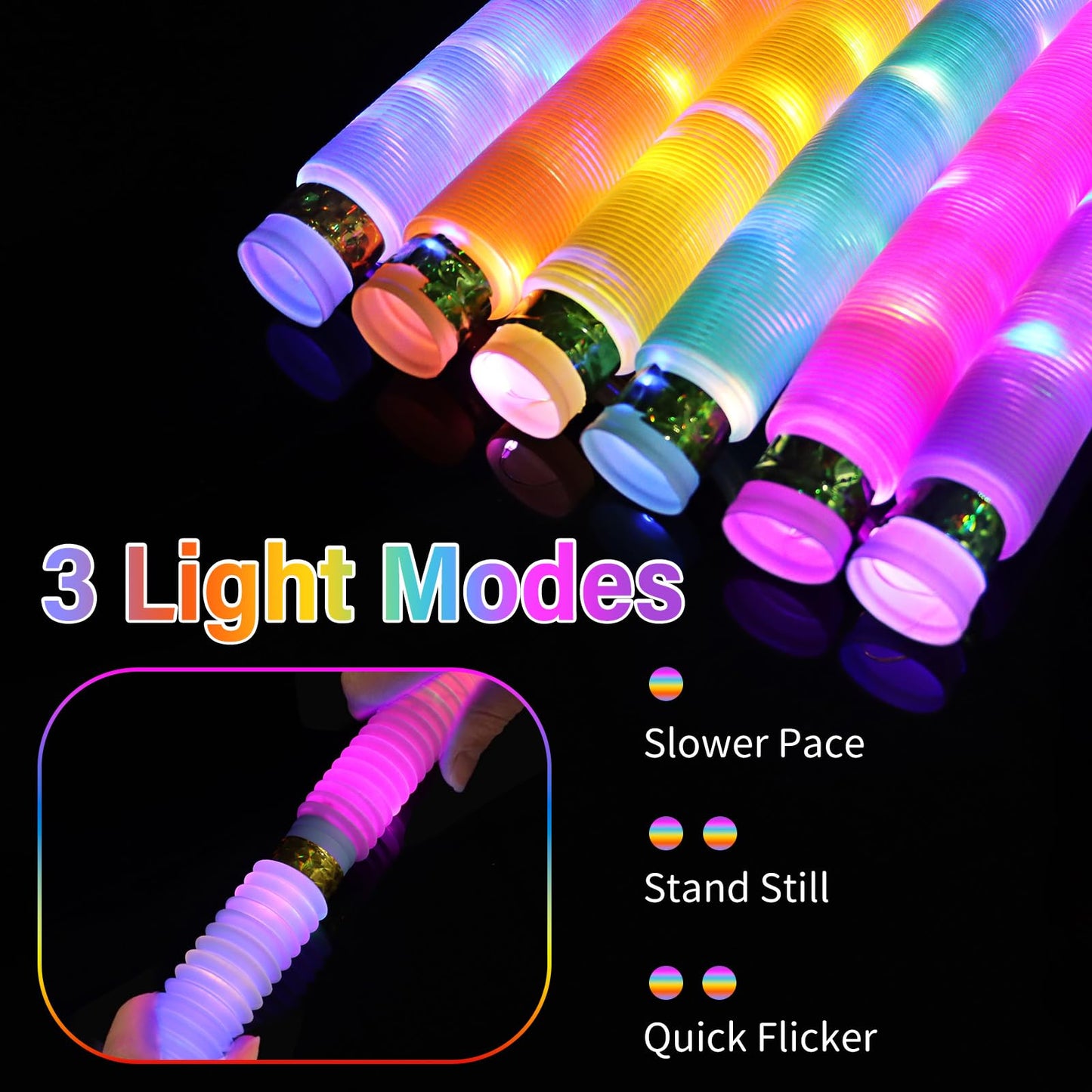 Glow Sticks Light Up Fidget Pop Tubes 6 Pack Glow In The Dark Party Supplies Toddler Sensory Toys, Glow Stick Party Pack Hallowe