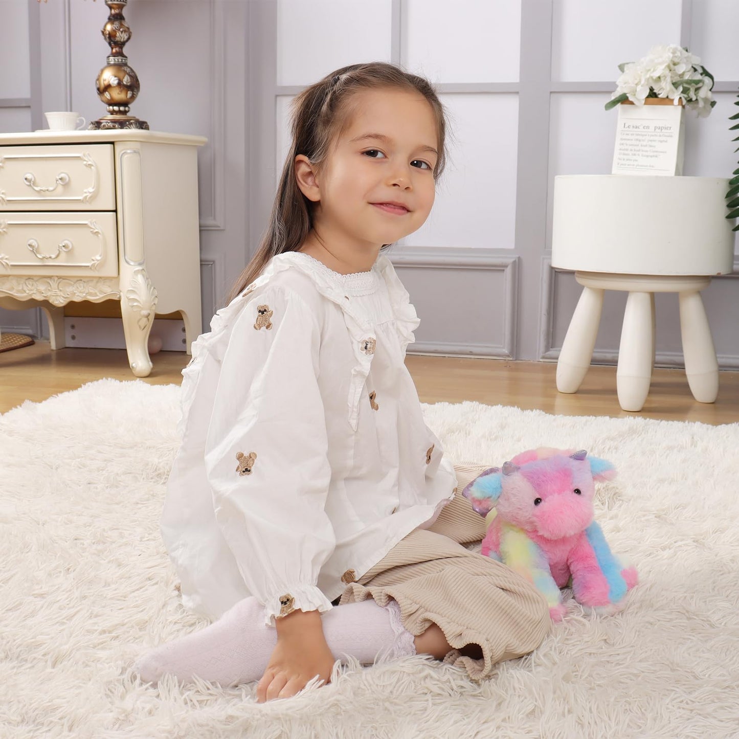 Apricot Lamb Toys Plush Colorful Plush Dragon Dinosaur Stuffed Animal Soft Cuddly Perfect For Child (Colorful Plush Dragon, 8 Inches)