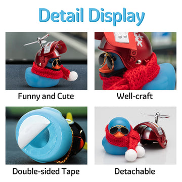 Wonuu Rubber Duck Toy Car Decoration Ornaments Dashboard Decorations Cool Glasses Duck with Propeller Helmet (Blue-Snowflake)