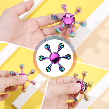 8 Pieces Rainbow Metal Spinner Cool Finger Spinners High Speed Hand Spinners Toys For Stress Anxiety Gift For Adults And Teens (Chic Style)