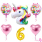 Mystic Toy Store 6th Unicorn Balloons for Birthday Decoration Kit Pink White 6 year Old Baby Boys Girls Kids 5 Pcs Unicorn Theme