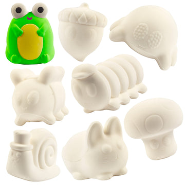 Party Craft Kit Jumbo Cute Critters Squishies (8 Unique Garden Animals) White Kawaii Scented Slow Rising Squishy Toys, Paint, Sc