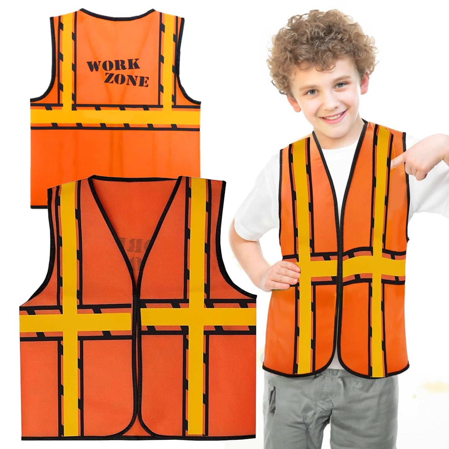 Bulk Paradise Kids Construction Vest, Party Dress Up, Construction Party, Birthday Favors, Worker High Visibility Safety For Chi
