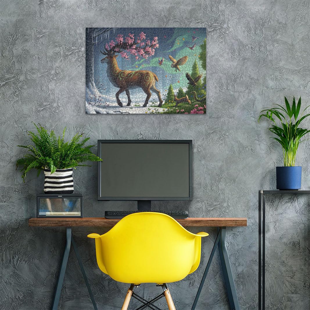 Ravensburger 1000 Piece Spring Deer Jigsaw Puzzle - Handcrafted, 27.6 x 19.7 inches, Multi Color, Model 12000616, Made in Germany