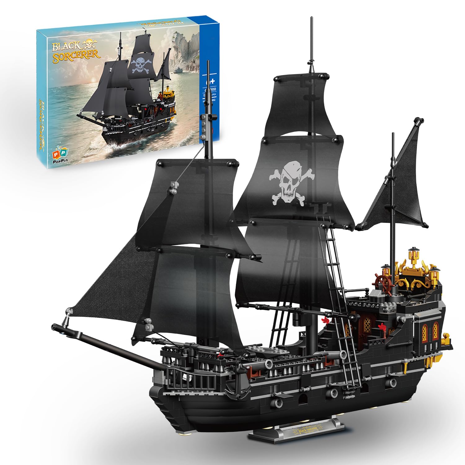 Pirate Ship Building Mini Blocks Kit, Blck Pearl Pirate Ship Building Toys For Adults, Toys Gift For Kids Boys 8-12, Not Compati