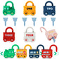 Kizmyee Montessori Lock And Key Car Toys, Sensory Matching & Sorting Early Learning Toy With Number For Preschool Children, Boys And Girls 18+ Months Old