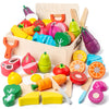 32 Pcs Wooden Play Food Sets for Kids Kitchen Accessories, Montessori Educational Toys Food, Pretend Play Food for Toddlers, Vel