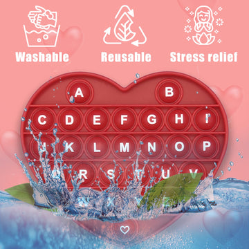 Petbsnvb Red Heart Shaped Pop Bubble Valentines Fidget Toy With Letters And Numbers, Xmas Gift Sensory Toy With Alphabets Kids Birthday Party Classroom Prize Stress Reliever