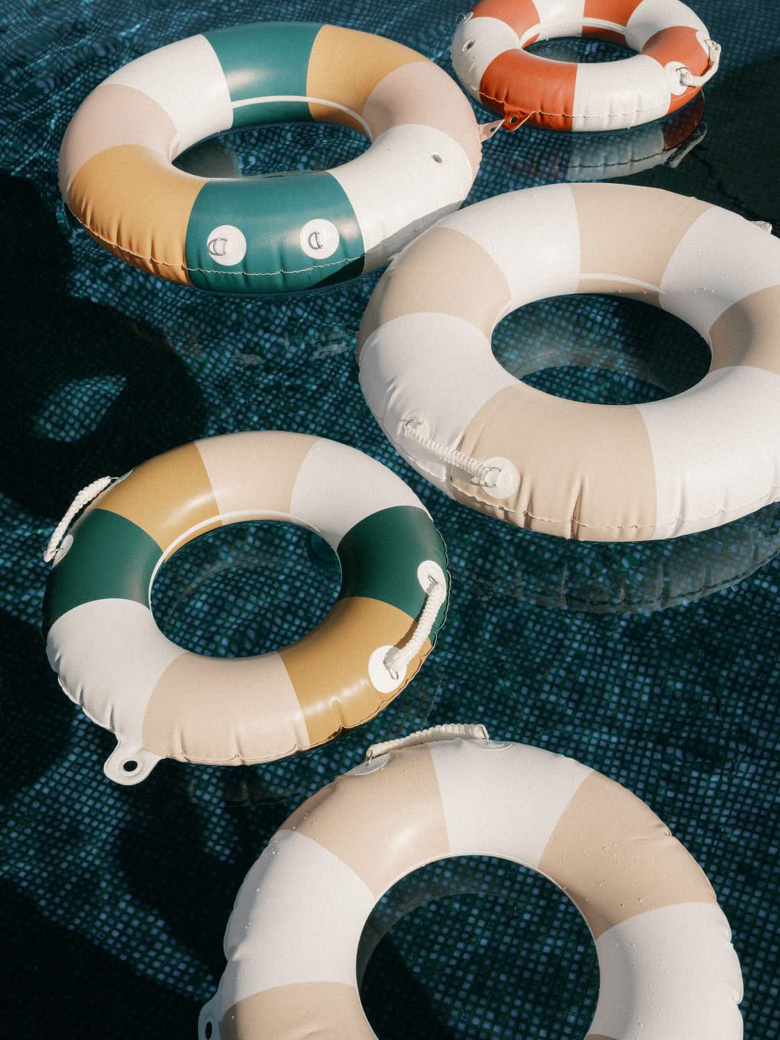 Business & Pleasure Co. Classic Inflatable Pool Float - Vinyl, Small/Medium, 70s Panel Cinque, Model BPP-RIN-70S-CIN-SM