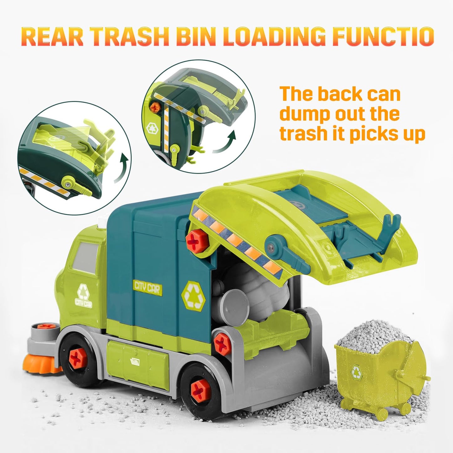 Take Apart Toy Garbage Truck Toys - 29 Pieces Disassembly Set with Electric Drill, Christmas Day & Birthday Gift for 3 4 5 6 7 Y