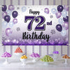 LASKYER Happy 72nd Birthday Decorations,72nd Purple Balloon Large Birthday Banner Backdrop Sign,72 Years Old Bday Party Supplies