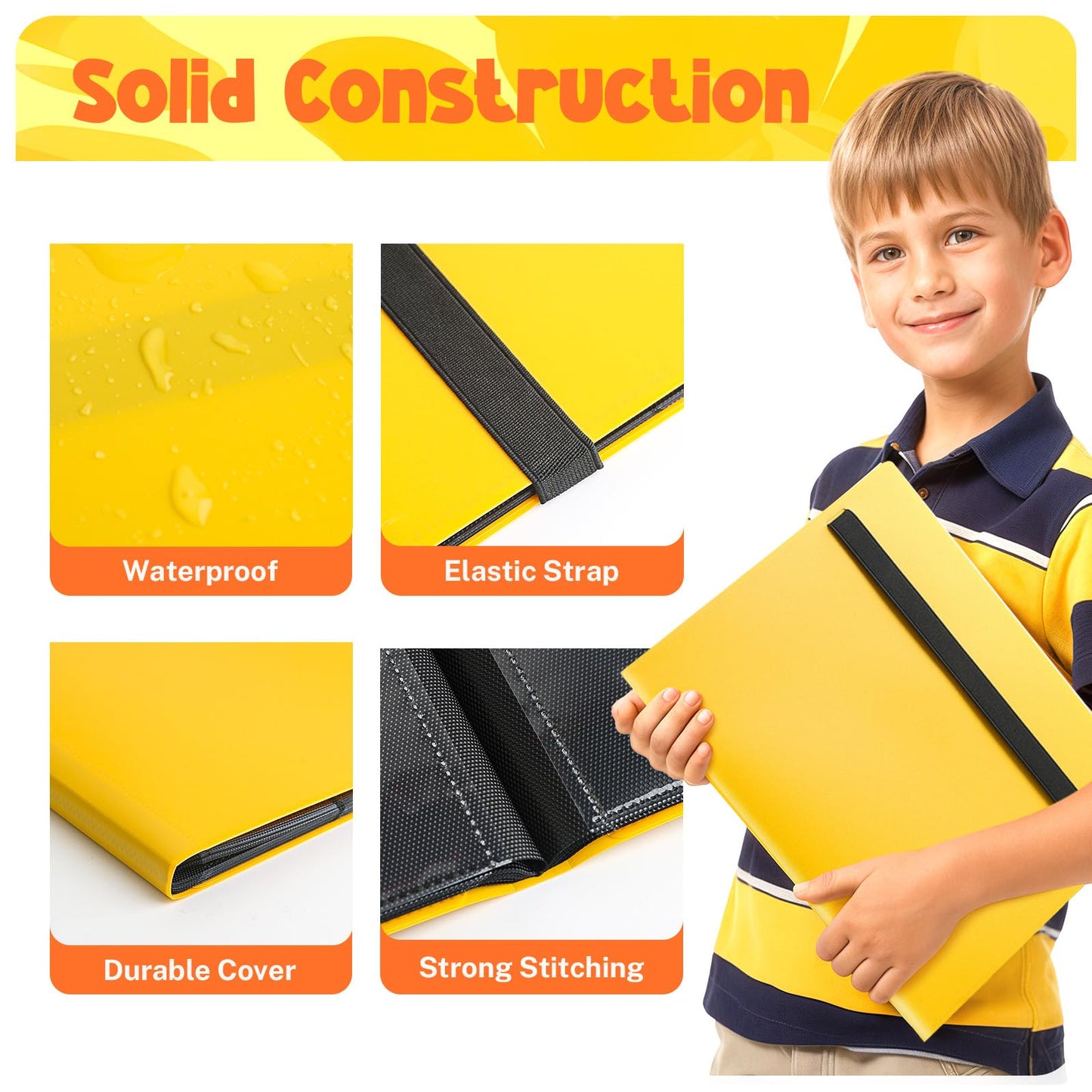 Card Binder  9 Pocket Trading Card Album Folder 20 Pages  360 Card Capacity Sports Card Binder  enhanced Card Binders Compatible with MTG  TCG  Baseball Cards (Yellow)