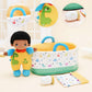 OUOZZZ 10" Soft Black Baby Boy Doll Set with Accessories, Dinosaur Theme, Polyester Material, Ideal Gift for 2 Year Olds