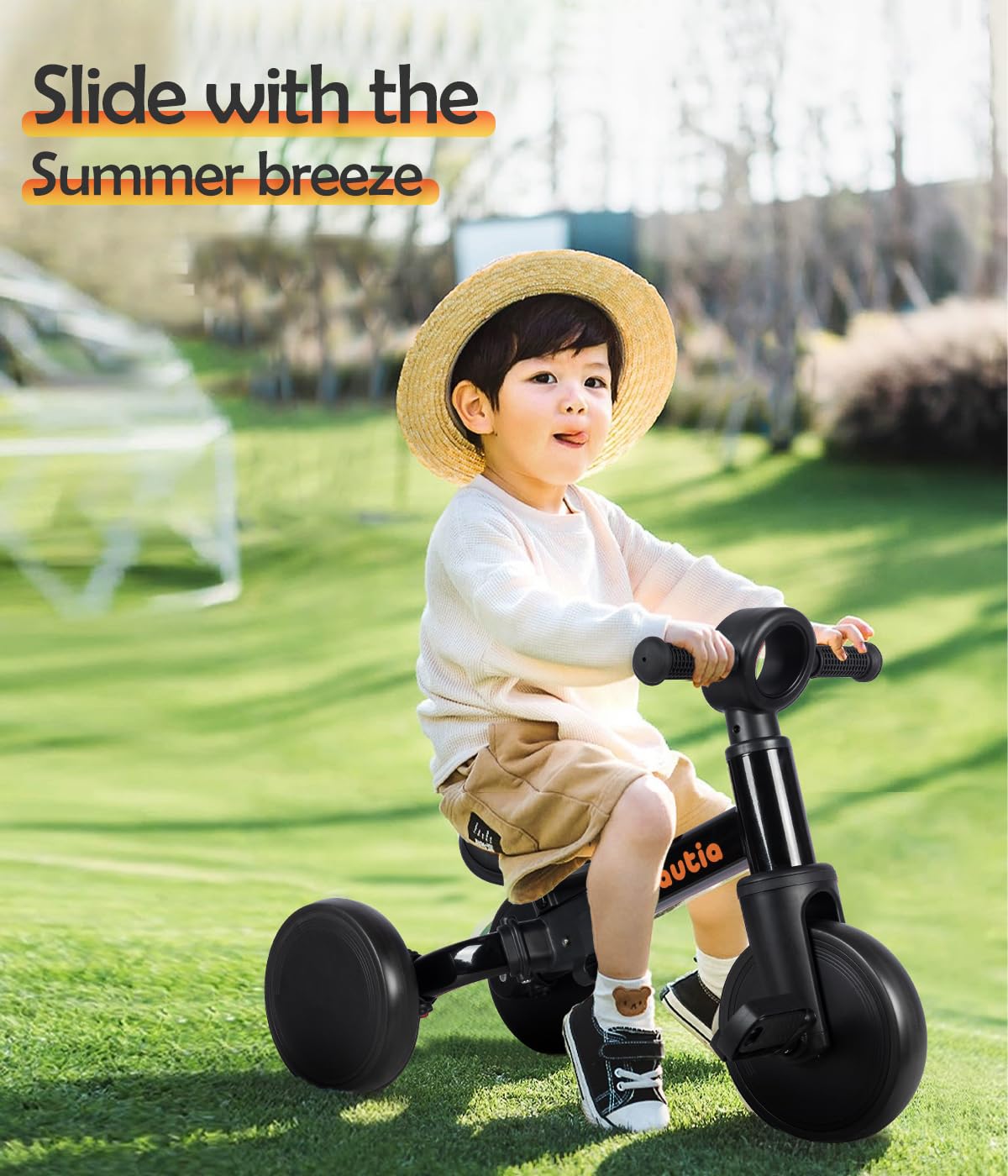 BAUTIA Tricycle for Toddlers 1-3, 4 in 1 Baby Balance Bike 1 2 Year Old Boy Girl Birthday Gift, Kids Bicycle Outdoor Toy with Re