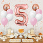 40 Inch Rose Gold Number 5 Balloon, 5Th Birthday Balloons, 11Pcs Rose Gold Birthday Print Balloons Matt White Pink Latex Balloon