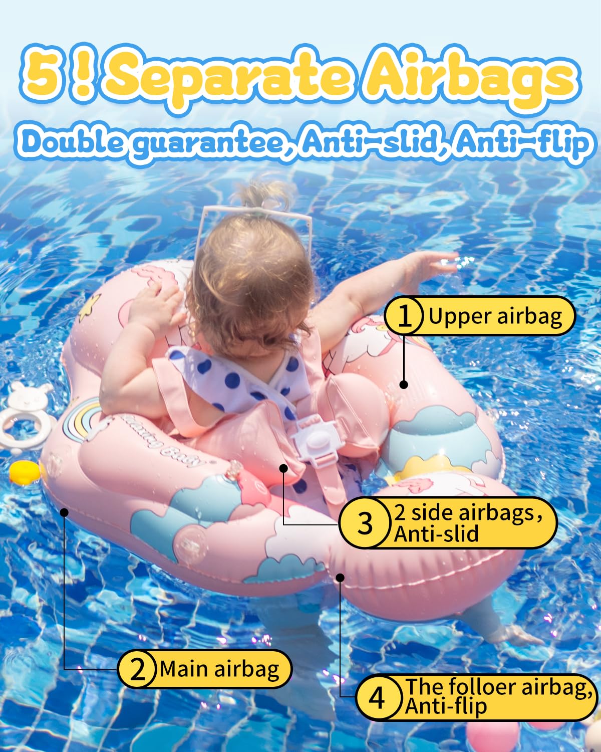 Relaxing Baby - Swimming Ring With Adjustable Seat Pocket,Removable Floating Ball,New Upgrade Baby Swim Ring For Ages 6-36 Months Infant Toddler
