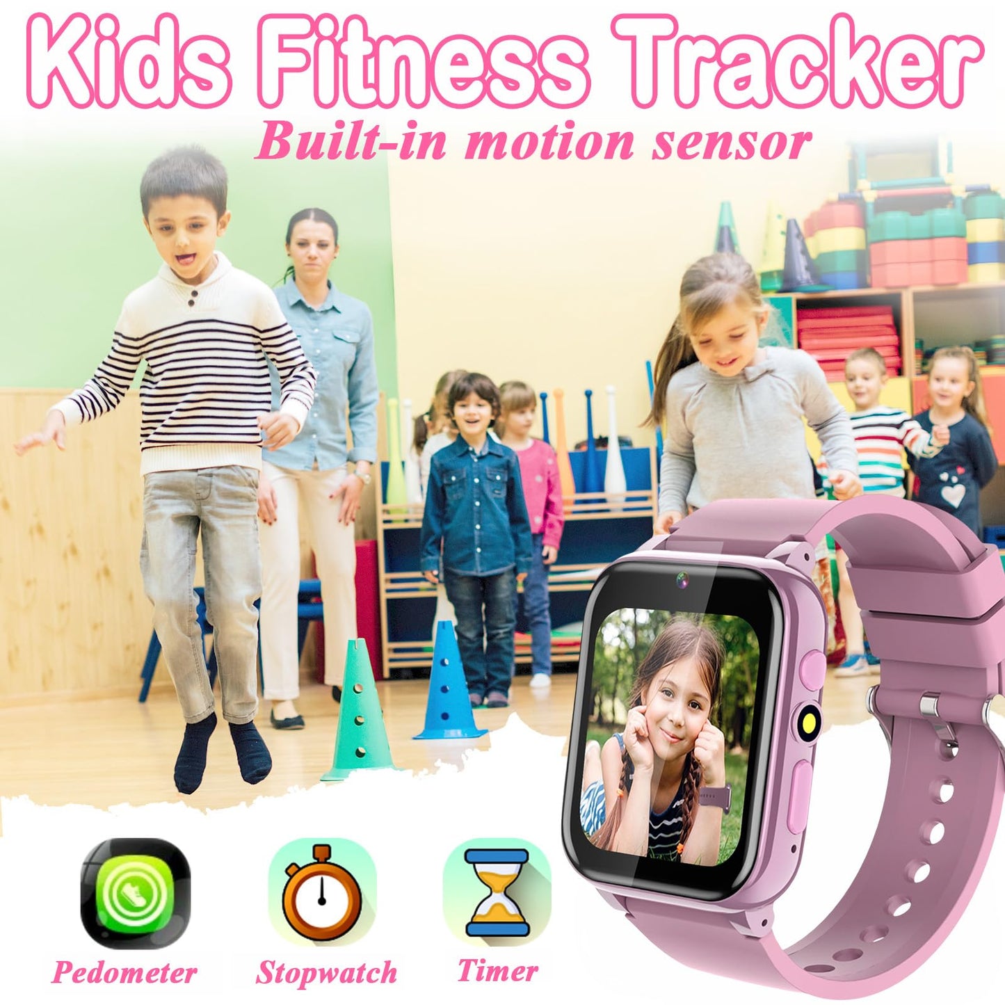 Ichomke Smart Watch For Kids, Girls Boys Smartwatch With 26 Games Camera Video Recorder And Player, Pedometer Calendar Flashligh