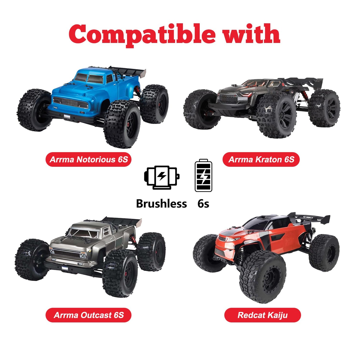 HobbyPark PreGlued 3.2 17mm Hex RC Monster Truck Wheels and Tires Set for 1/8 Scale Arrma Kraton 6s Notorious Traxxas Maxx Tmaxx