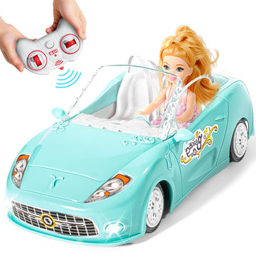 UMONIE Remote Control Car, RC Cars for Girls, Rechargeable RC Racing, 1:18 Scale 2.4Ghz RC Car Toy for Kids with Doll, Rc Toys C