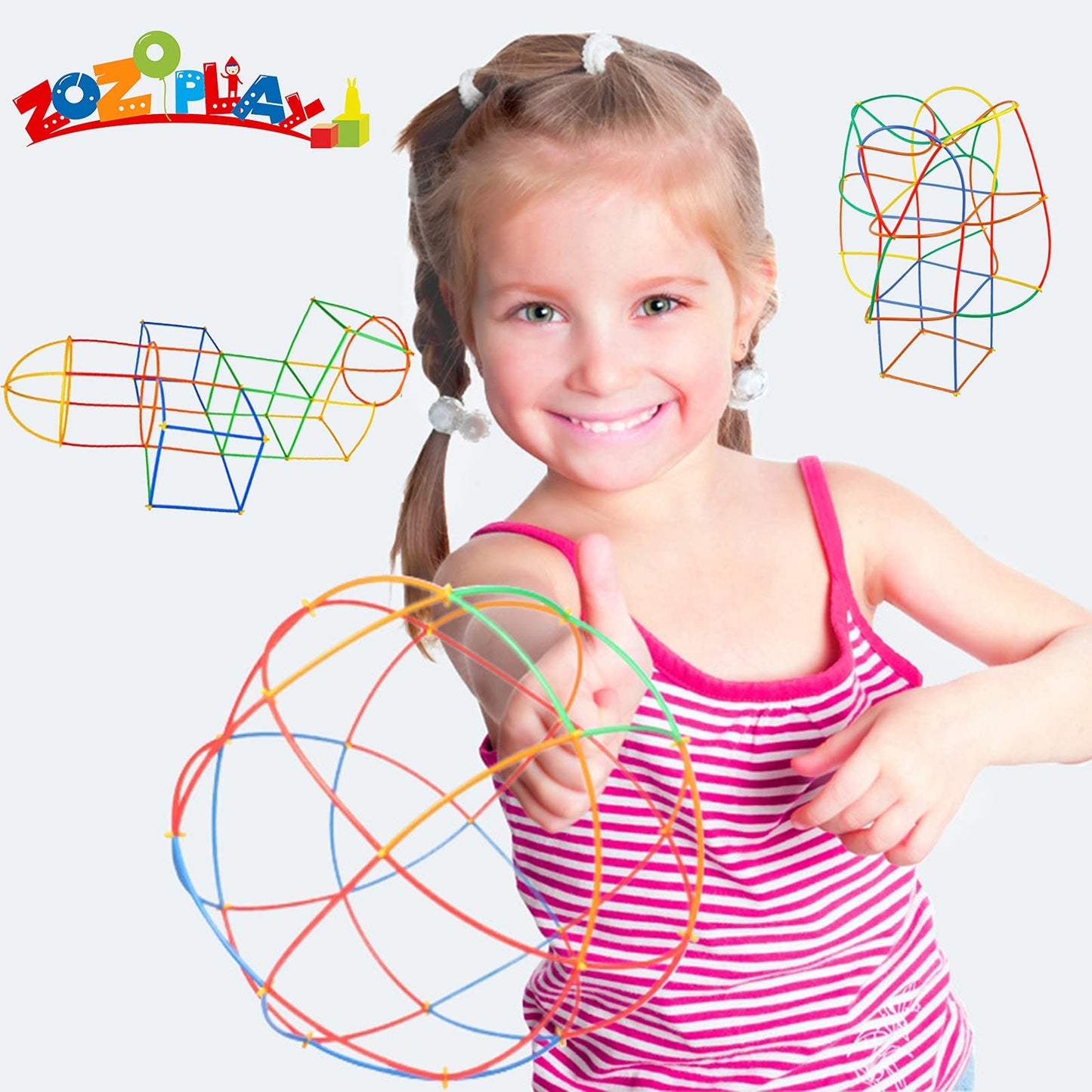 Zozoplay Straw Constructor Stem Building Toys 800 Piece Straws And Connectors Building Sets Colorful Motor Skills Interlocking Plastic Engineering Toys Best Educational Toys Boy & Girl