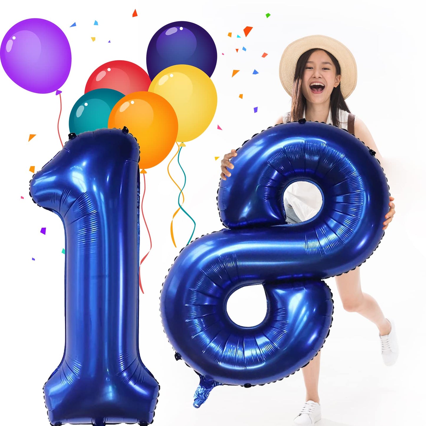 EBAIJQUO 40 Inch Navy Blue Number 30 Balloons - Self-Sealing Aluminum Foil for Birthday and Anniversary Decorations