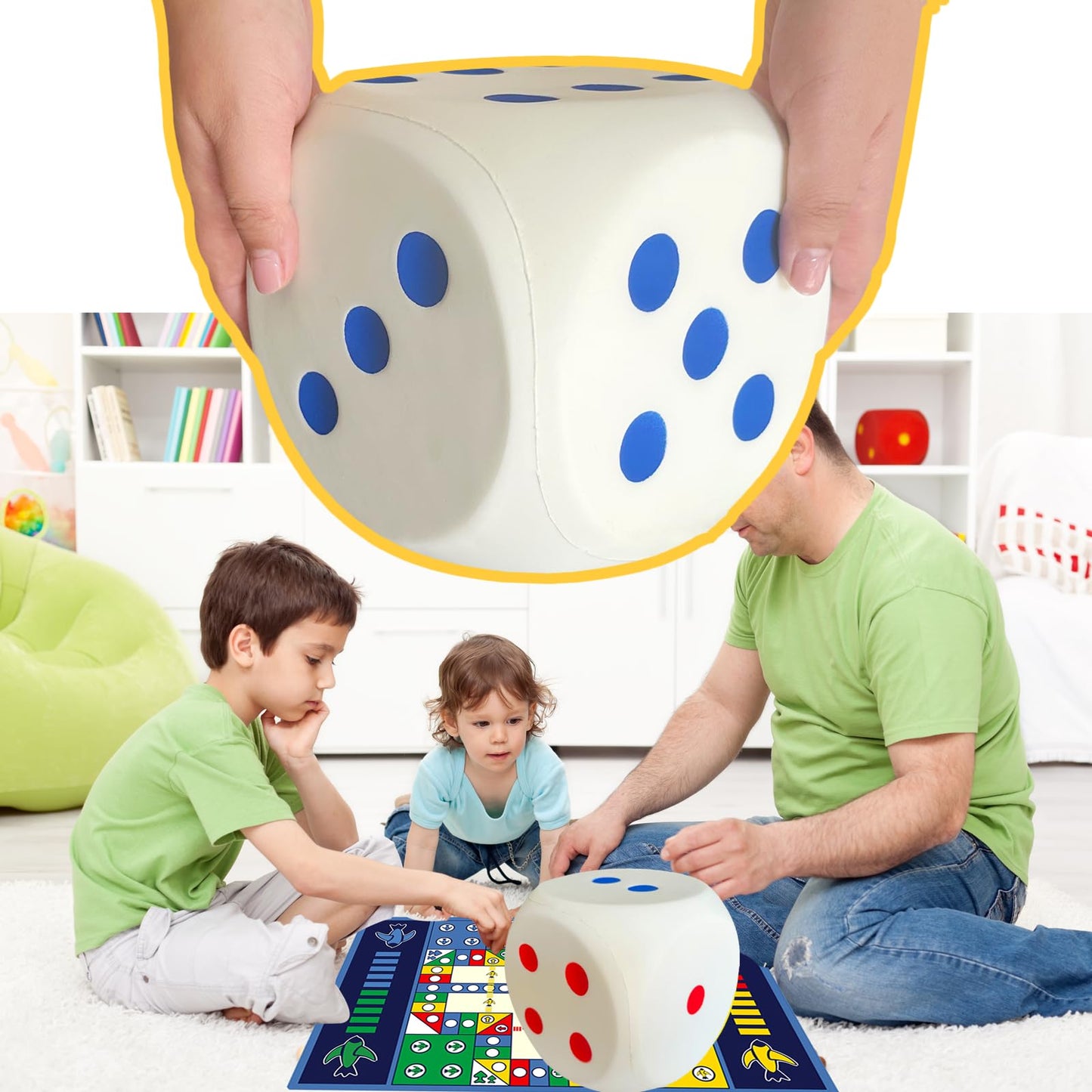 funnysquee Giant 5.9 Inches Kawaii Foam Dice: A Fun-Filled, Educational Toy for Game Nights and Learning Sessions (Lucky White)