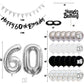 60Th Birthday Decorations For Men Women, Black Silver White Birthday Balloons, Black Happy 60Th Birthday Banner Birthday Cake To