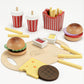 Pillowhale Wooden Play Food Toy For Kids Pretend Play Kitchen Accessories For Toddlers Wooden Play Fast Food Hamburger Set Educa
