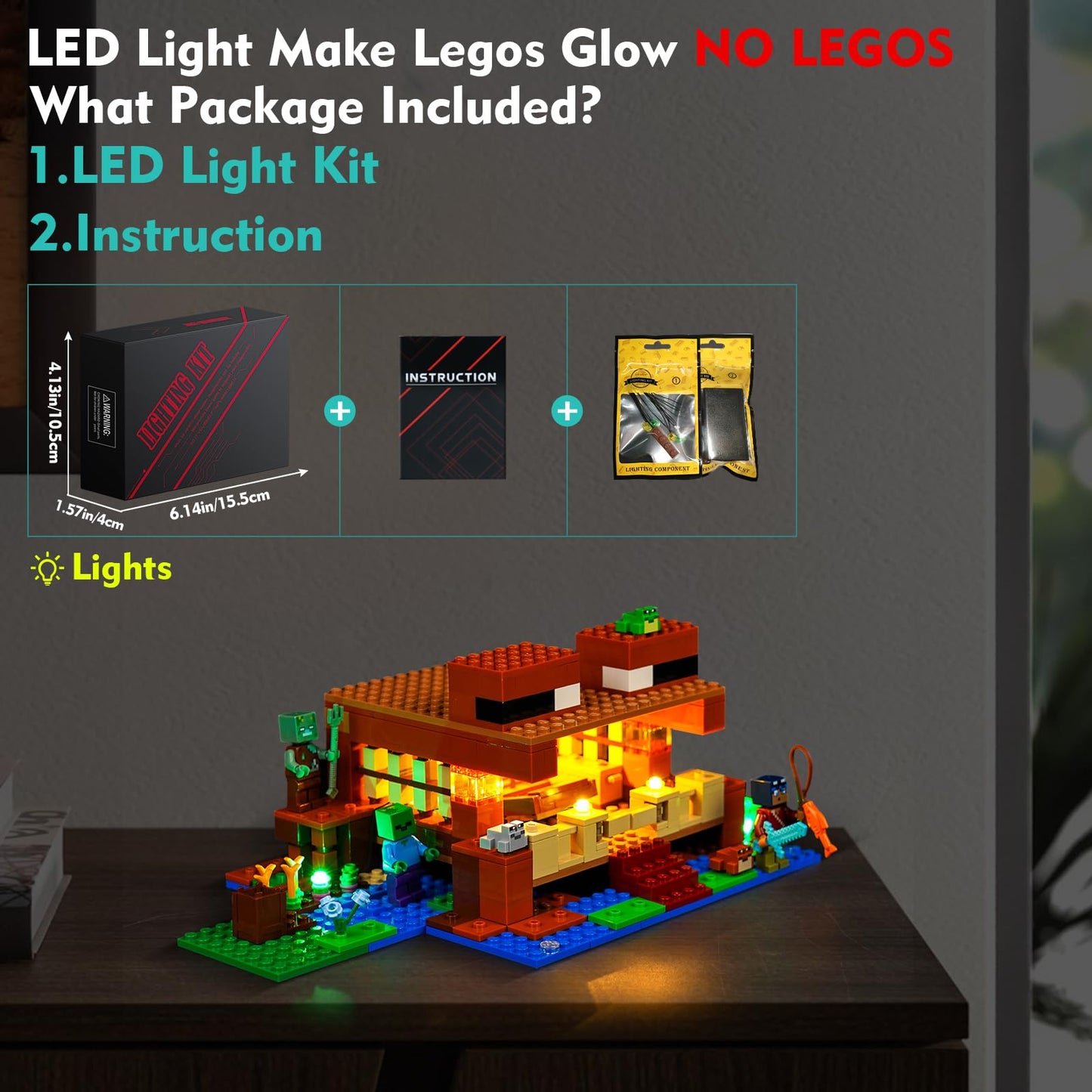 Vonado Led Light Kit Compatible With Lego Minecraft The Frog House 21256 (Lights Only, No Models) Creative Lighting Set Accessories Compatible With Lego 21256 Building Set
