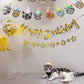 MGJSRNH Cat Happy Birthday Banner - 14 Piece Set, Paper Decor, Bday Cat Theme for Kids' Parties and Baby Showers